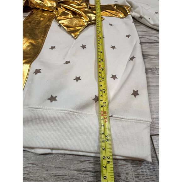 Vinyl ladies gold bow Christmas sweater sweatshirt with Santa hat size M - Picture 5 of 9